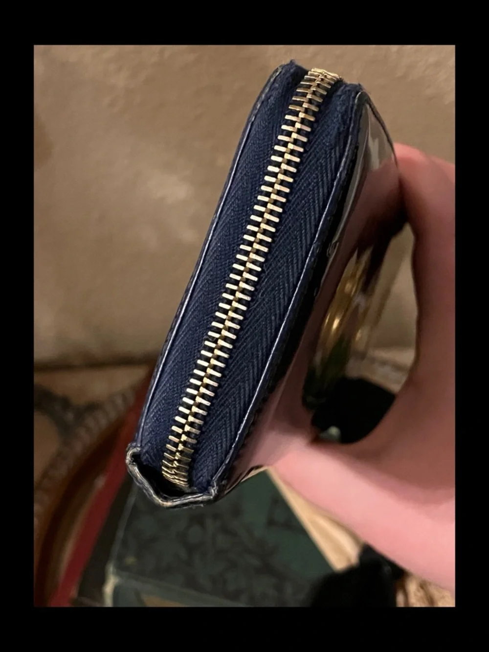 Authentic Yves Saint Laurent Navy Patent Leather Wallet - Picture 4 of 9
